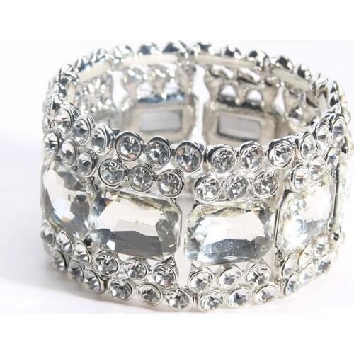 Simple Fashion Shiny Rhinestone Crystal Glass Bracelet Holiday Gift Wedding Accessories Workplace Decoration 180326-1