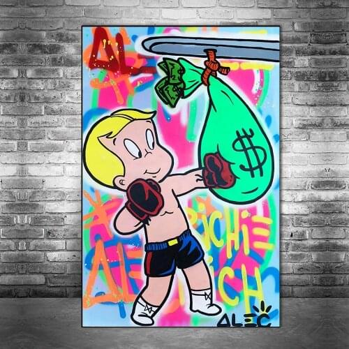 Monopoly Richie Rich Boxing Money Street Art Canvas Print Painting Abstract Wall Picture Living Room Home Decoration Poster