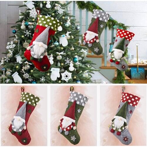 Christmas Socks Xmas Adorable Plush Decorative ChildrenS Candy Gift Bag New Year Decor For Home Garden Festive Party Ornament