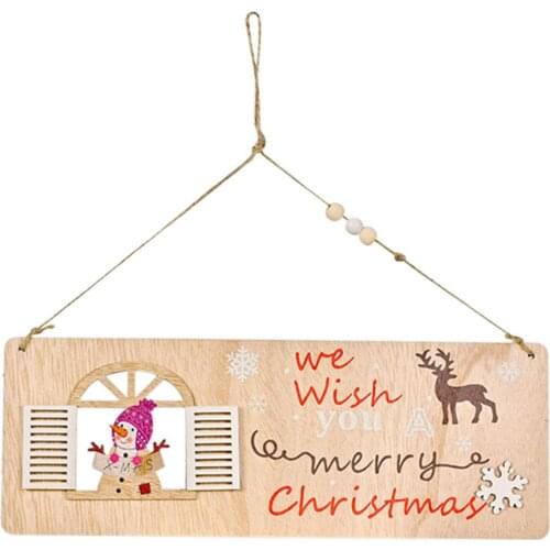 Merry Christmas Pattern Sign Wooden Home Decorative Door Plaque Wall Hanging Pendants For Party Props Christmas Supplies