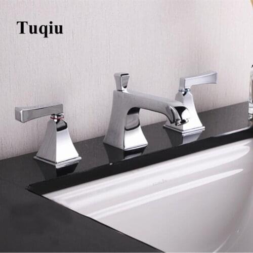 Bathroom Basin Faucets Brass Three Holes 8 inch Sink Faucet widespread Bathroom basin Mixer with pop up
