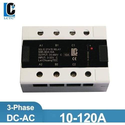 Three Phase Solid State Relay 10A-120A DC/AC 3 Phase SSR LeiChuang TEC New
