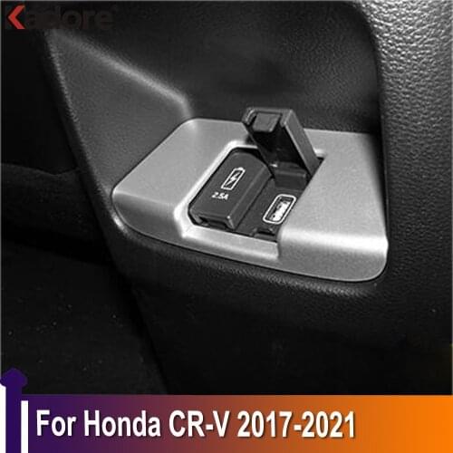 For Honda CRV CR-V 2017 2018 2019 2020 2021 Carbon Fiber Rear Cigar Lighter USB Cover Trim Panel Frame Interior Accessories