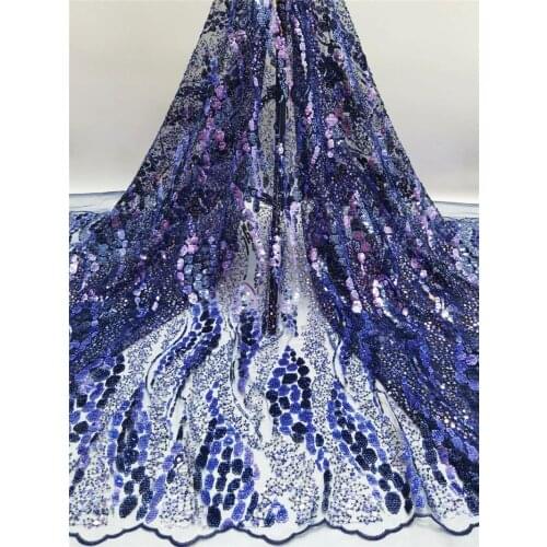 XIYA Beautiful Sequined Lace Fabric 2021 Luxury French Mesh Lace Fabric High Quality Tulle Mesh Lace Fabric 5Yards NI5121-1