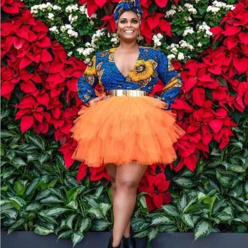 Fashion Orange Ruffles Tiered Mini Tutu Skirts Women Elastic Custom Made Short Tulle Skirt Fashion Saias Bridesmaid Skirt Tutu