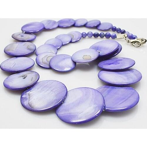 Purple Shell Pearl Necklace 6mm-30mm Coin Natural Sea Shell Pearl Necklace 18inches High Luster Top Jewelry Wedding Party Gift