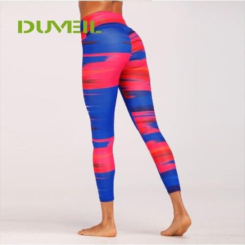 DUVEIL Fashion Stripe Printed Buttocks Tights Sportswear Woman Gym Yoga Pants Sport Leggings Fitness Compression Female Legins