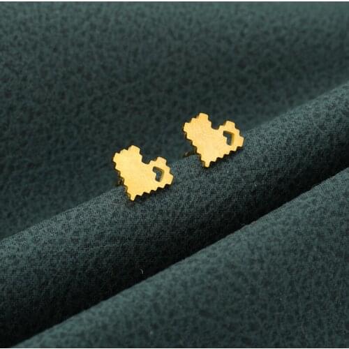 Stainless Stell Africa Map Stud Earring For Women Gold I Love you Hollow Heart Earring Best Friend Gift