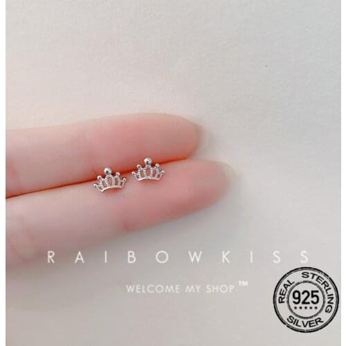 S925 Silver Earrings For Women Crown Female Simple Retro Creative Design Temperament Korea Fashion Lady Wedding Jewelry INEFFA
