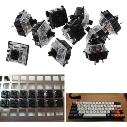 10Pcs/pack Mechanical Keyboard Gateron MX 3 Pin Black Switch Transparent Case for Keyboard Cherry MX Compatible