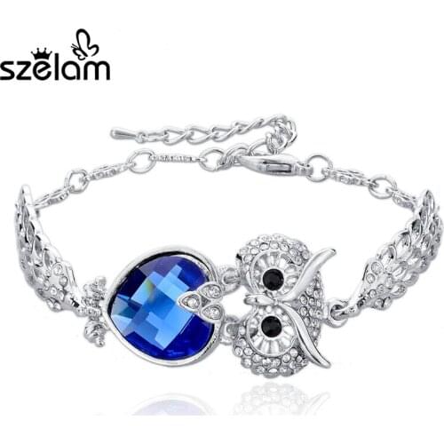 2019 Wedding Bracelets For Women Gold/Silver Chain Full Austrian Crystal Bracelet Owl Bracelets & Bangles SBR140208