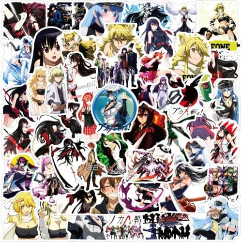 50pcs Akame Ga KILL! Anime Waterproof Stickers for Wall Skateboard Helmet
