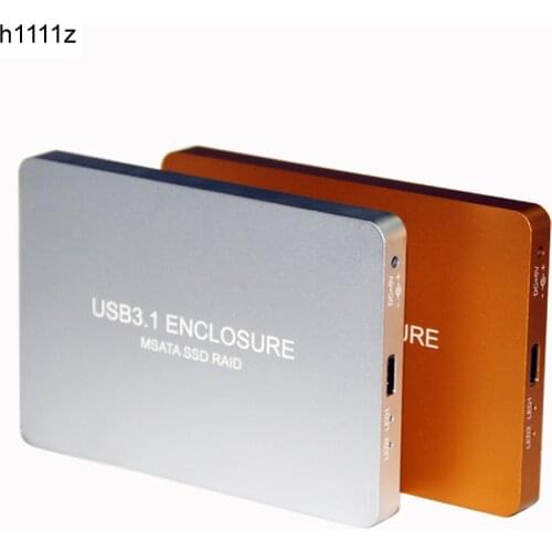 USB-C USB3.1 TYPE-C to 2 Ports MSATA SSD Raid 0 1 PM HDD Enclosure Adapter 3030 3050 Hard Disk Box External Box 800MB