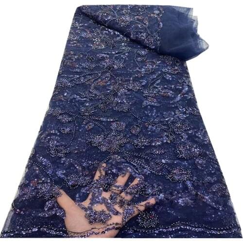 African Lace Fabric 2021 High Quality Lace Sequins and bead Lace embroidery Nigerian Net Lace For Wedding RF-225
