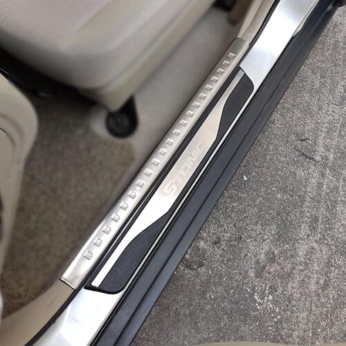 Car Styling For Kia Stonic Accessories 2017 2019 Door Sill Protector Guard Stainless Steel Scuff Plate Auto Sticker Pedal 2018