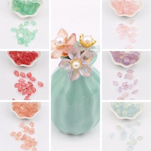 10Pcs 9*13mm Glass Bead Shape Handmade Hair Clip Material Crystal Petals Loose Beads For Jewelry DIY