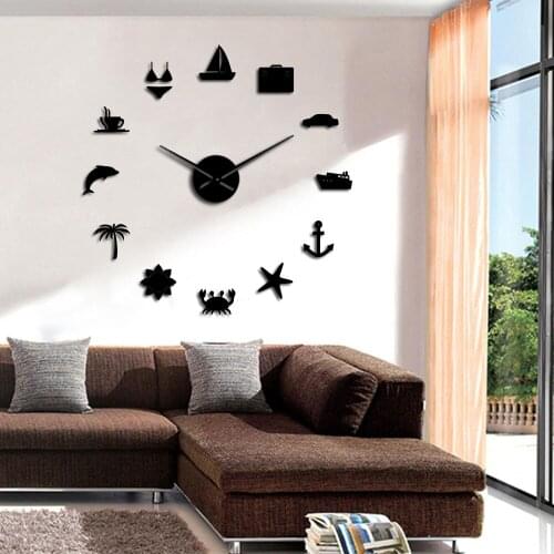 Frameless Travel Traveling DIY Wall Clock Hawaii Summer Vacation Clock Watch Friends and Family Holidays Trip Around The World