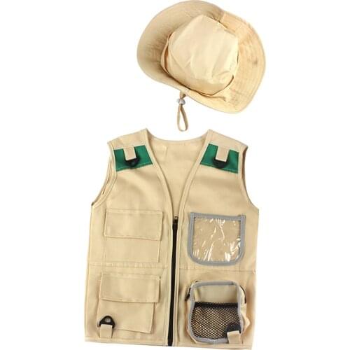 Kids Outdoor Adventure Explorer Kit Costume Vest and Hat Set Unisex Children