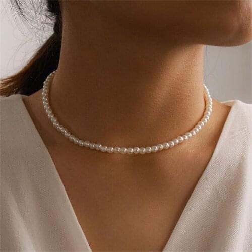 Elegant White Imitation Pearl Chokers Necklace for women Three Sizes Wedding Necklace for girls gift Charm Fashion Jewelry fj077