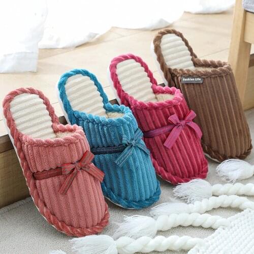 New Cotton Shoes Women Men Winter Couples Indoor Home Non-Slip Plush Warm Shoes Corduroy Slippers