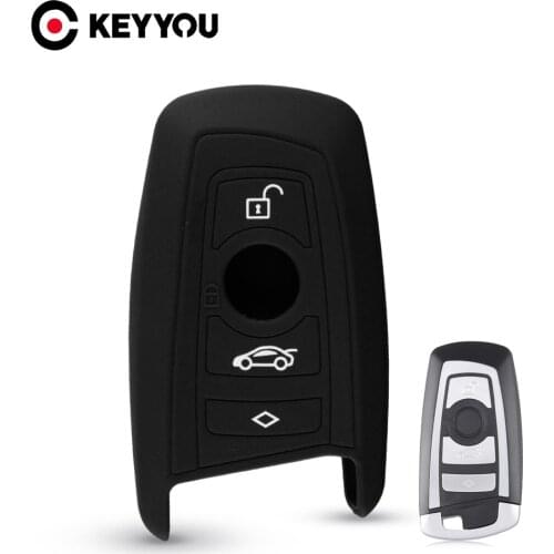 KEYYOU 10X 3 Button Silicone Car Key Case For BMW 3 5 7 Series 2009-2016 X3 X4 Smart Card Remote Fob Cover