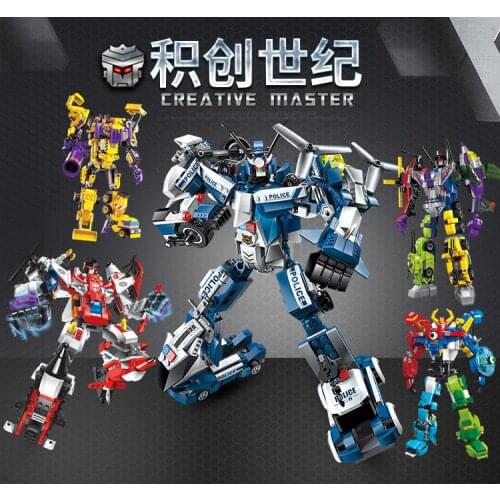 1401 Qman Block 599 Pieces 7 In 1 Assembly Car Change Robot Diy Abs Toy For Boy Educational 1404 1405 1407