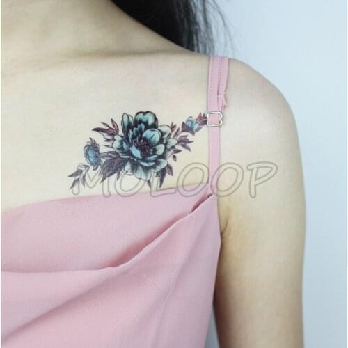 Colorful Flowers Tattoo Women New Waterproof Temporary Black Tattoo Sticker Body Art Hand Foot for Girl Women Men