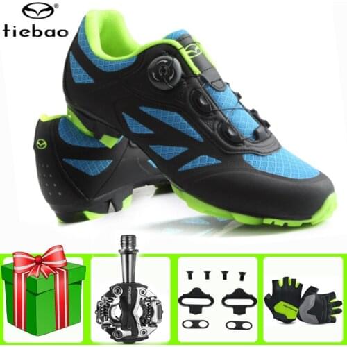 Tiebao Sapatilha Ciclismo Mtb Cycling Shoes Men Sneakers Pro Racing Mountain Bike PU & Nylon Breathable Auto-lock Bicycle Shoes