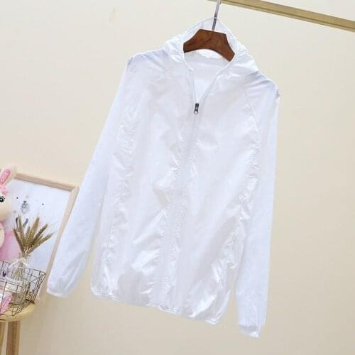 Jackets Women Trendy All-match Summer Thin Hooded Femme Sun Protection Jacket Solid White Basic Chic Lady Coats Large Size X88