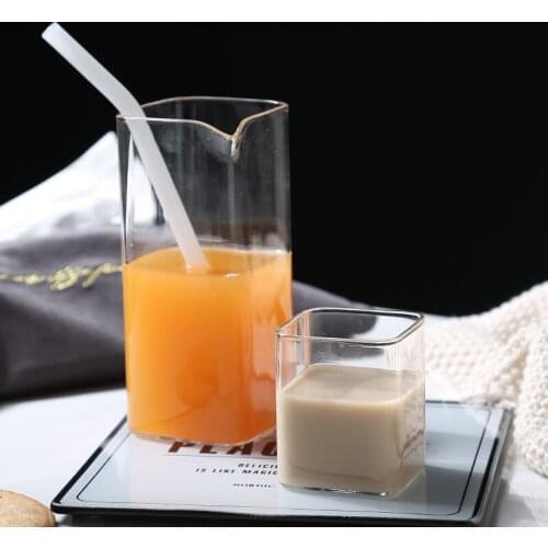 Square heat-resistant explosion-proof glass water cup Creative home breakfast milk cup juice cup mug
