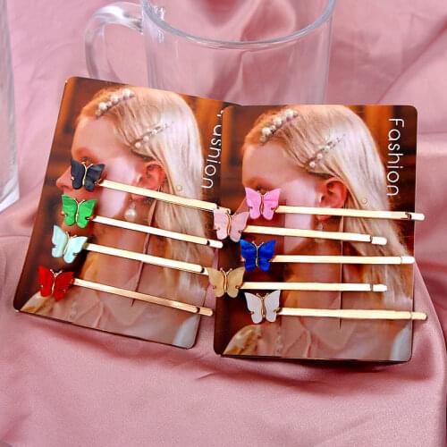 5Pcs/Set Fashion Cute Multicolor Butterfly Hairpins for Women Alloy Hair Clip Sweet Girls Hair Clips Barrette Hair Accessories