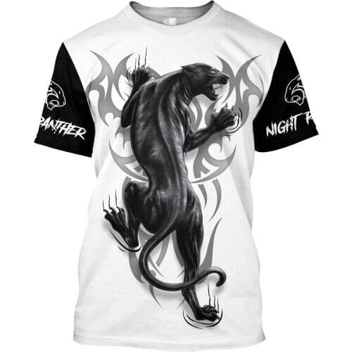 Men Casual Animal 3D Print T-Shirts Black Panther Tattoo Hip-Hop Tshirts Summer Tees Harajuku Punk Wome Unisex Short Sleeve Tops