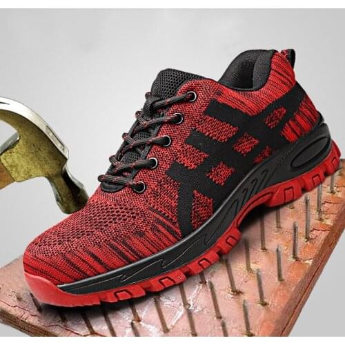 Mens Outdoor Steel Toe Cap Shoes Work Boots Unisex Camouflage Puncture Proof Construction Steel Toe Mesh Safety Shoes Plus Size