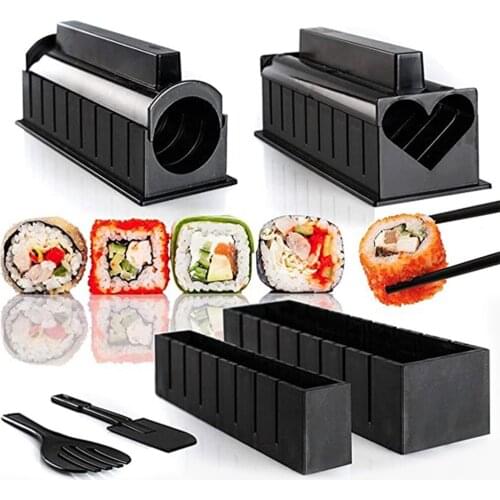 10 Pcs/Set DIY Sushi Making Kit Roll Sushi Maker Rice Roll Mold Kitchen Sushi Tools Japanese Sushi Cooking Tools Kitchen Tools
