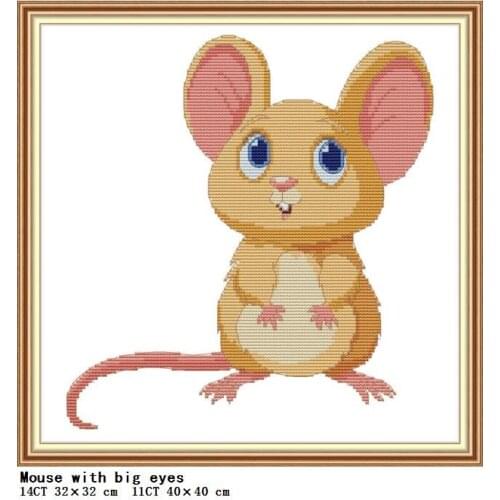 Cute big eyed mouse count cross stitch 11ct 14ct canvas needlework embroidery kit DIY cartoon animal pattern cross stitch set