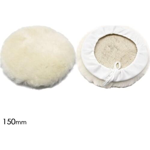 2pcs 6" inch 150mm Car Polish Pads Lambs Wool Polish buffing Wheels with Draw String for Car Detail Polishing