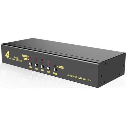 PUZHIJIE 4 ports HDMI KVM Switch KVM Switch with Cable Kits Supports 1080P HDCP EDID 3D and Auto Scan for PC