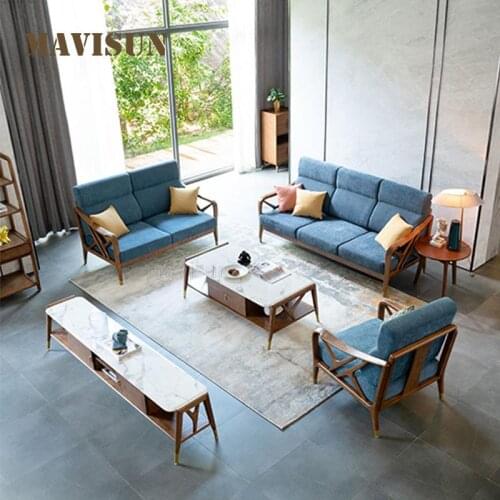 Japan Solid Wood Modern Simple Single Sofa Small Family Type Living Room Luxury Combination Love-Seat 3-Seat Couch Furniture