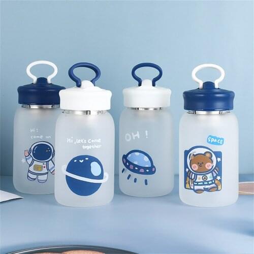 460/600ml Space Series Glass Water Drinking Bottles Durable Water Bottle For Kids Girls School Office Travel Mug Coffee Tea Cup