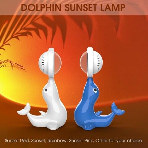 New LED Sunset Projector Lamp Creative 5V USB Dolphin Projecting Night Lights For Atmosphere Room Decoration Light