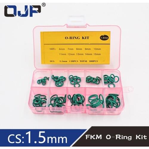 Thickness 1.5mm green rubber ring FKM O ring seal FKM seal O-ring ordering kit classification kit