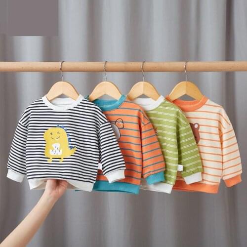 0 1 2 3 4 Years Old Baby Boy Hoodie Autumn Girls Tops Pure Cotton Cartoon Children Clothes Single Piece Long Sleeve T Shirts