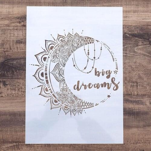 A4 A3 A2 Big Dream Moon Stencil for Wall Painting DIY Scrapbooking Photo album Card Making Craft Decorative Embossing Template