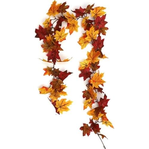 Halloween Wreath Autumn Theme Door Wreath Artificial Maple Leaf Cone Rattan Home Thanksgiving Decoration Rattan