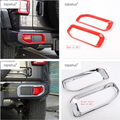 Lapetus Accessories Fit For Jeep Wrangler JL 2018 2019 2020 ABS Rear Tail Fog Lights Lamp Molding Cover Kit Trim / Red / Bright