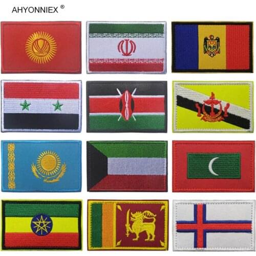 1PC 3D asia africa flags Kuwait Moldova Brunei Sri Lanka Maldives country flag Patches armband backpack Stickers Clothes badge
