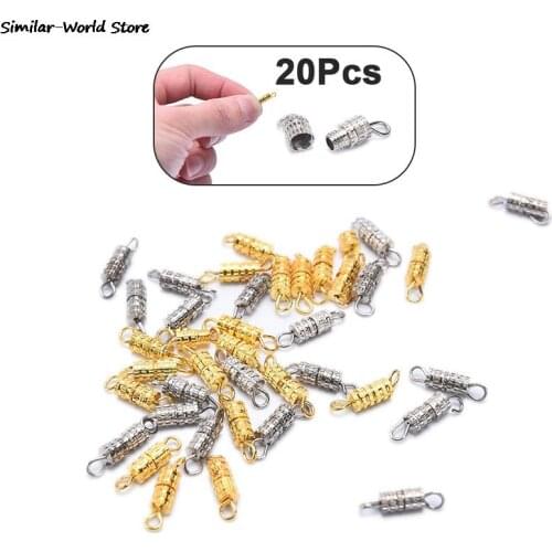 20pcs Cylinder Fasteners Buckles Closed Beading End Clasp Screw Clasps For DIY Bracelet Necklace Connectors Jewelry Making