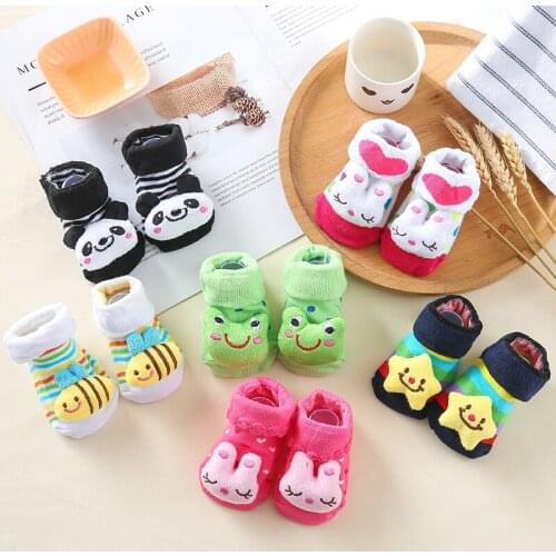 3pairs Baby Socks Newborn Baby Sock Shoes Cotton Anti Slip Floor Socks with Rubber Soles Baby Boy Girl Infant Bebe Sock
