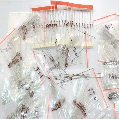 600PCS Zener Diode Assorted Kit 1/2W 0.5W Assortment Set 20pcs Each Value 2V - 39V 30 Values Zener Diode Assorted Kit set