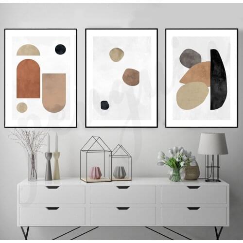 Abstract Stone Shape Geometry Posters Nordic Prints Minimalist Wall Art Canvas Painting HD Picture for Room Decor